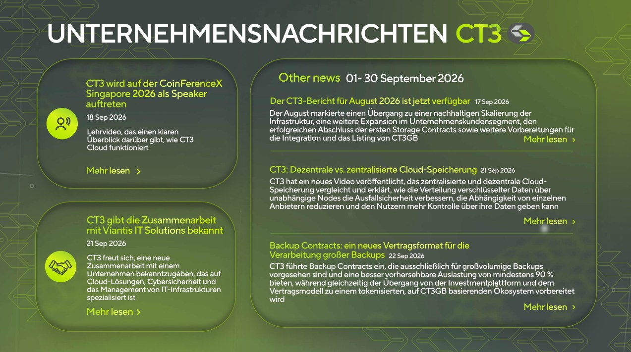 CT3 September 2026: Unternehmensnachrichten