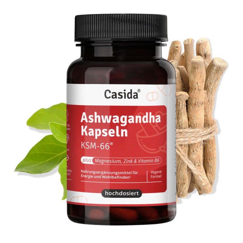 Ashwagandha Kapseln KSM-66® 600 mg Vollspektrum – Casida Produktbild