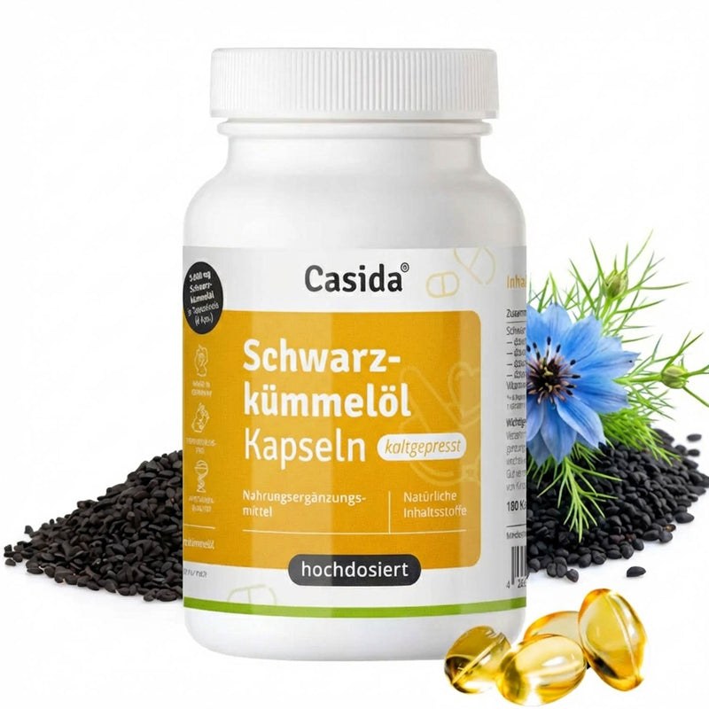 Schwarzkümmelöl Kapseln kaltgepresst 3000 mg – Casida Produktbild