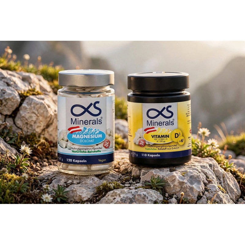 Vorteilskombi: Magnesium Austria 120St & Vitamin D3+K2 110St – AlphaS Minerals Produktbild