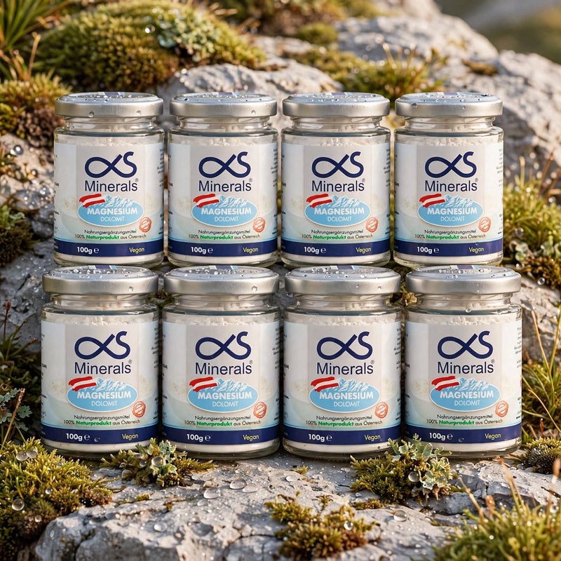Vorteilspack: 8x Magnesium Austria 100g – AlphaS Minerals Produktbild